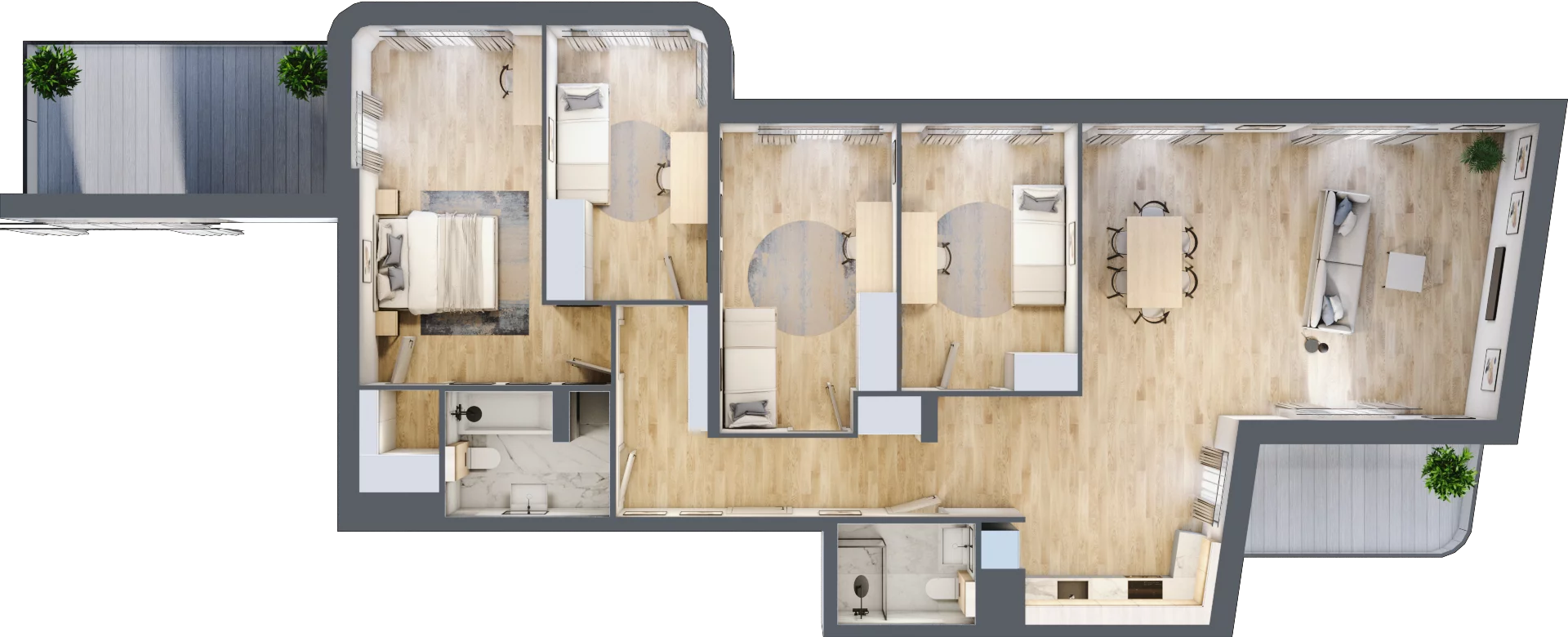 5 pokoi, apartament 121,47 m², piętro 1, oferta nr M7, Art Deco Mokotów, Warszawa, Mokotów, Stegny, ul. Białej Koniczyny
