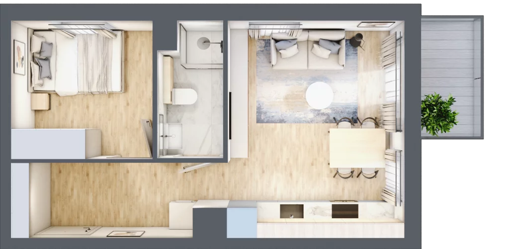 2 pokoje, mieszkanie 34,02 m², piętro 3, oferta nr 68c/53, Wiślane Klimaty, Kraków, Podgórze, Płaszów, ul. Myśliwska