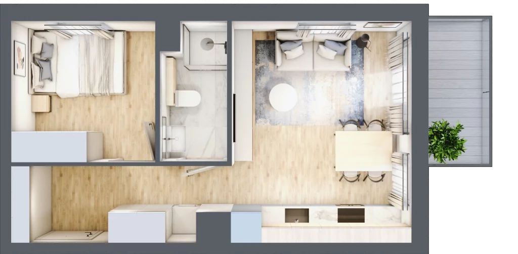 2 pokoje, mieszkanie 34,01 m², piętro 1, oferta nr 68c/39, Wiślane Klimaty, Kraków, Podgórze, Płaszów, ul. Myśliwska