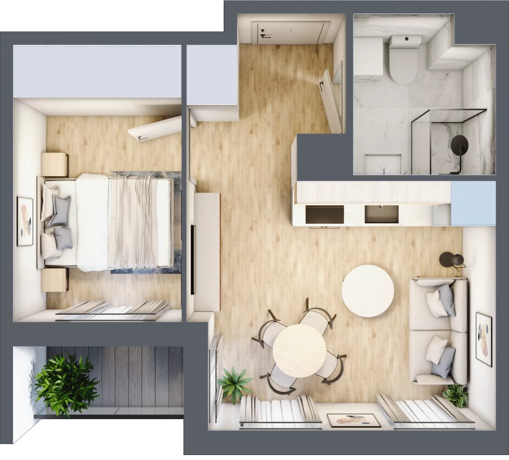 2 pokoje, mieszkanie 31,53 m², piętro 4, oferta nr 68c/23, Wiślane Klimaty, Kraków, Podgórze, Płaszów, ul. Myśliwska