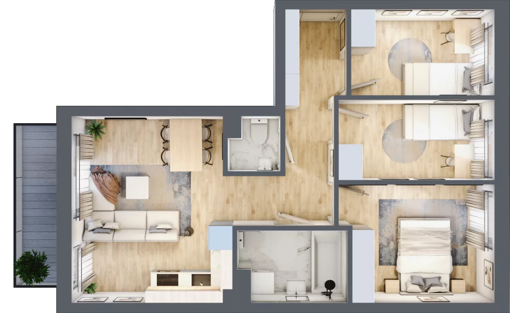 4 pokoje, mieszkanie 60,00 m², piętro 2, oferta nr C3/2/1, Accanto, Kiełczów, ul. Bawarska