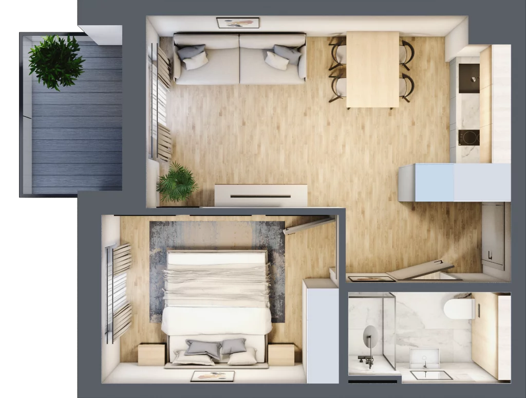 2 pokoje, mieszkanie 33,65 m², piętro 1, oferta nr L101, Bel Mare Home, Międzyzdroje, ul. Nowomyśliwska