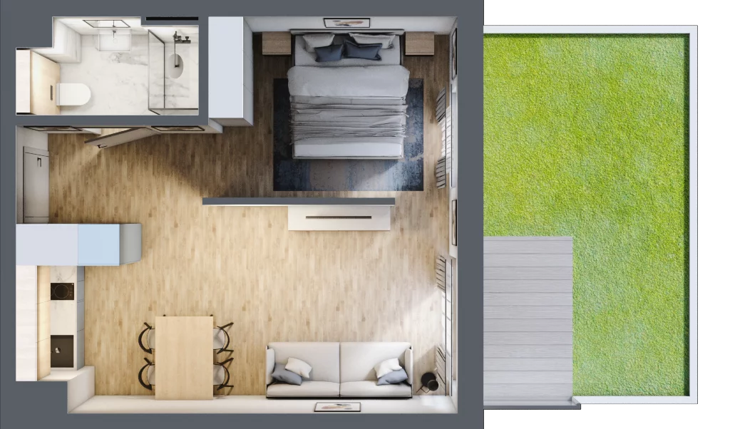 2 pokoje, mieszkanie 35,65 m², piętro 1, oferta nr L102, Bel Mare Home, Międzyzdroje, ul. Nowomyśliwska