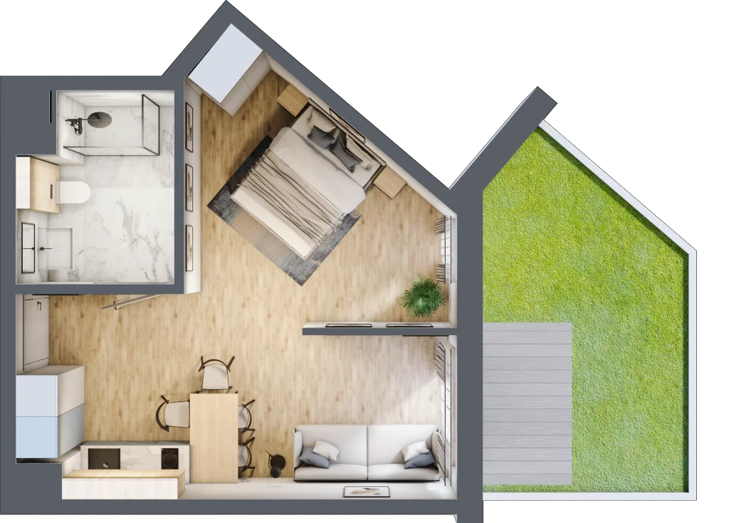 2 pokoje, mieszkanie 35,78 m², piętro 1, oferta nr L106, Bel Mare Home, Międzyzdroje, ul. Nowomyśliwska