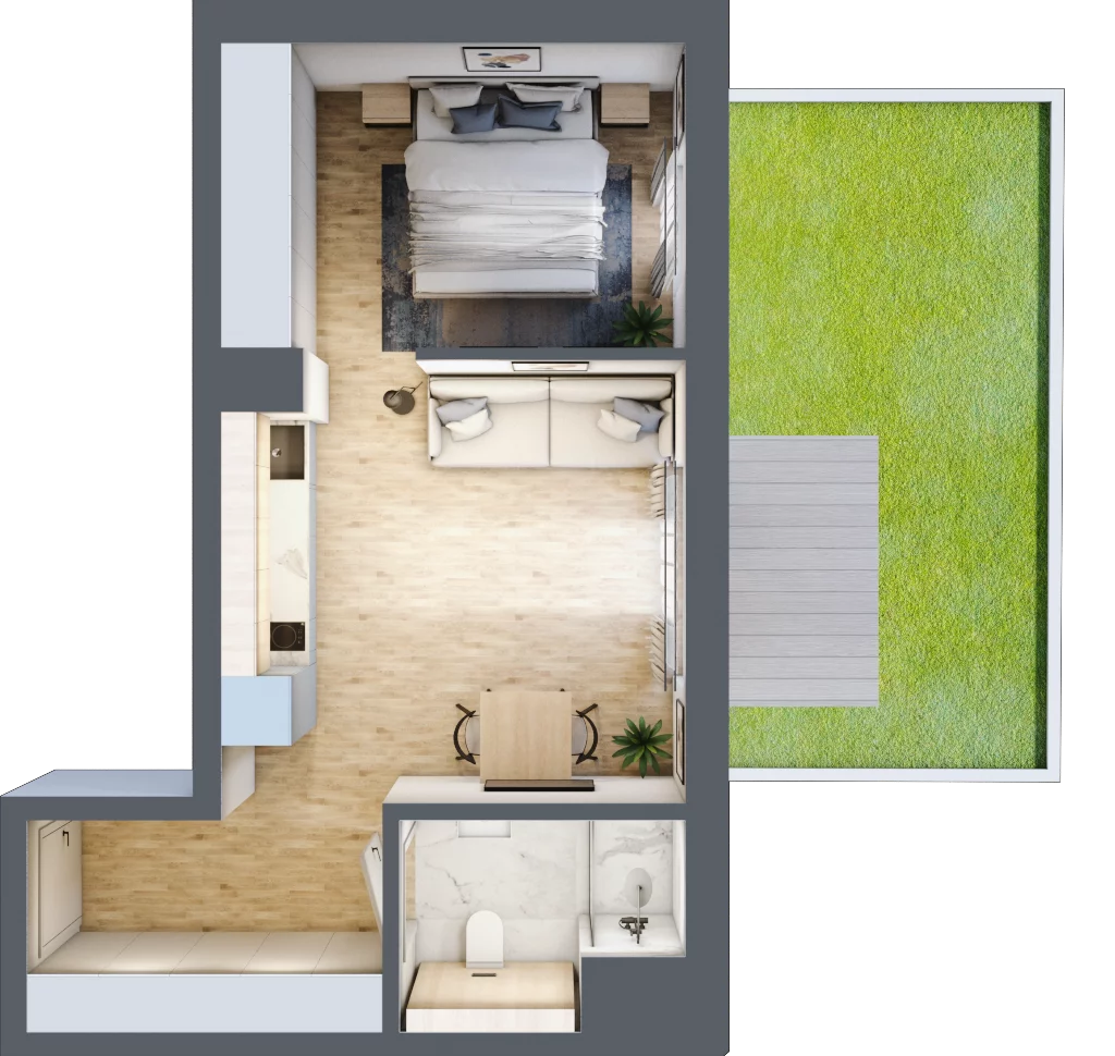 2 pokoje, mieszkanie 35,82 m², piętro 1, oferta nr L108, Bel Mare Home, Międzyzdroje, ul. Nowomyśliwska