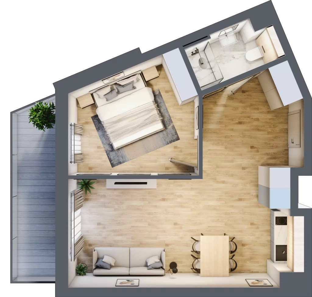 2 pokoje, mieszkanie 45,22 m², piętro 1, oferta nr L111, Bel Mare Home, Międzyzdroje, ul. Nowomyśliwska