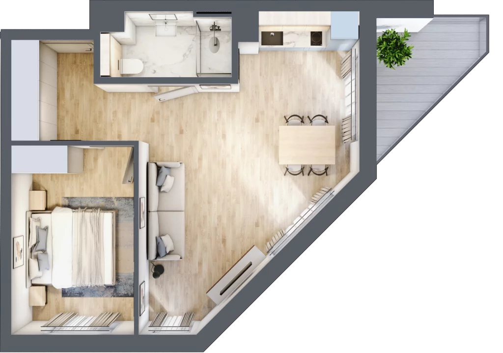 2 pokoje, mieszkanie 44,16 m², piętro 1, oferta nr L132, Bel Mare Home, Międzyzdroje, ul. Nowomyśliwska