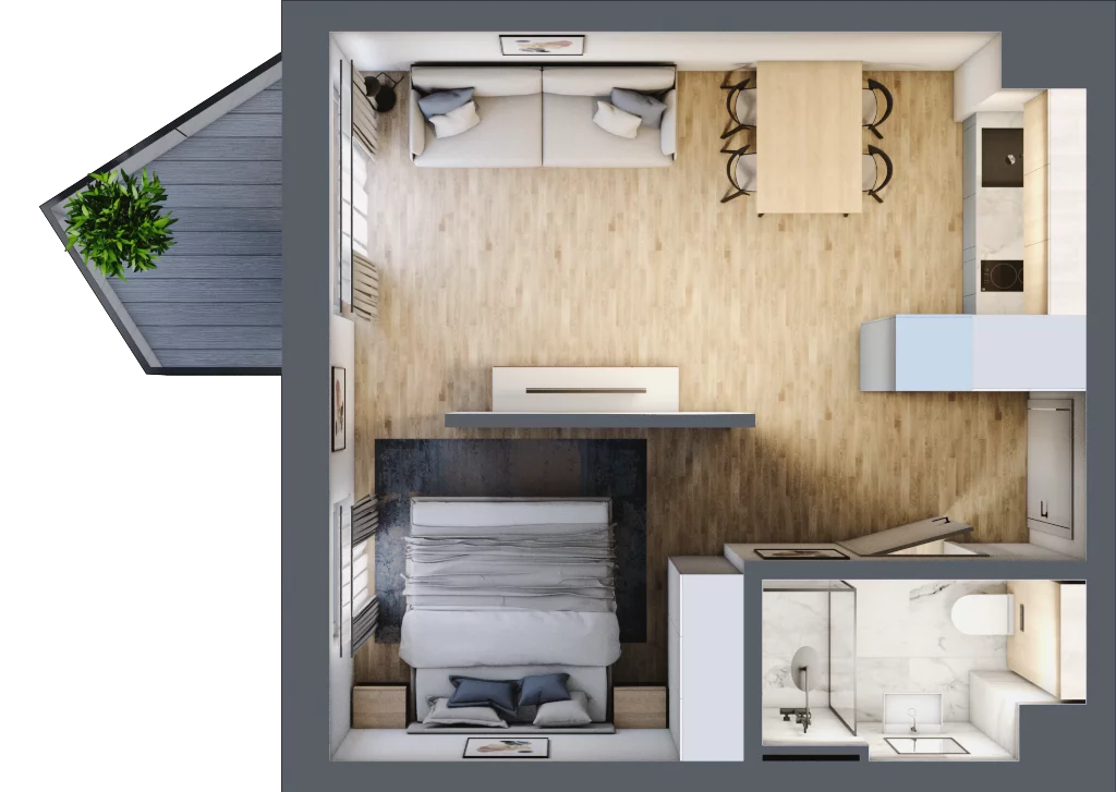 2 pokoje, mieszkanie 33,07 m², piętro 1, oferta nr L141, Bel Mare Home, Międzyzdroje, ul. Nowomyśliwska