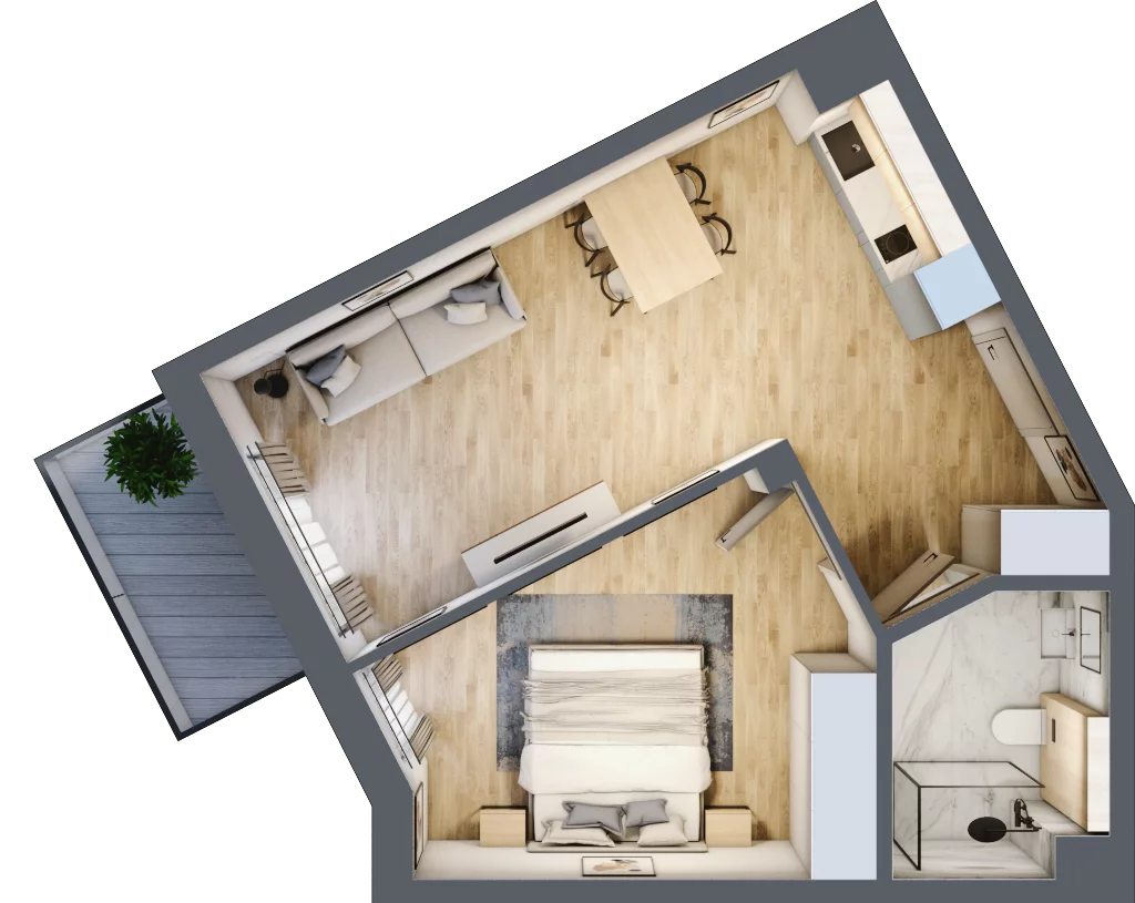 2 pokoje, mieszkanie 43,92 m², piętro 2, oferta nr L207, Bel Mare Home, Międzyzdroje, ul. Nowomyśliwska