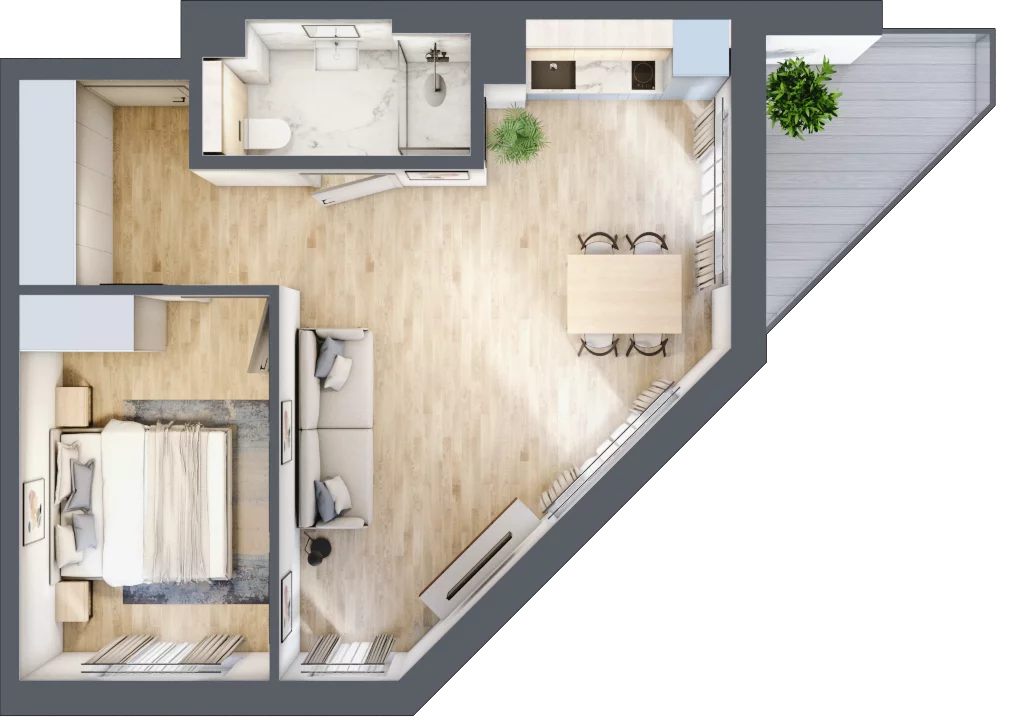 2 pokoje, mieszkanie 44,43 m², piętro 2, oferta nr L232, Bel Mare Home, Międzyzdroje, ul. Nowomyśliwska