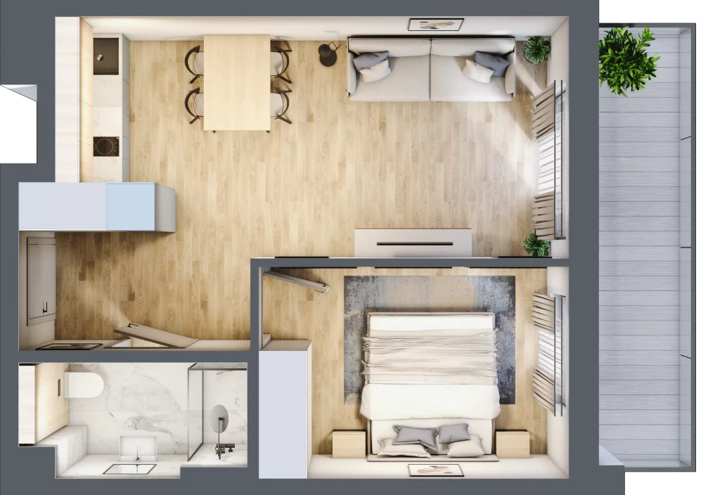 2 pokoje, mieszkanie 37,82 m², piętro 2, oferta nr L240, Bel Mare Home, Międzyzdroje, ul. Nowomyśliwska