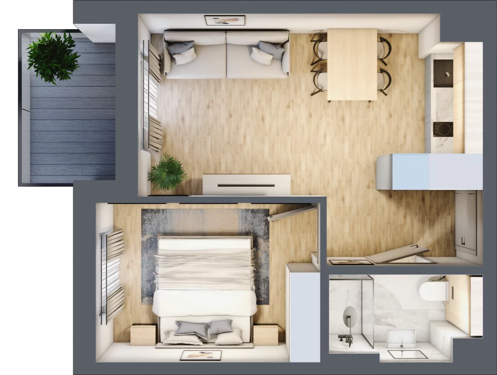 2 pokoje, mieszkanie 33,54 m², piętro 3, oferta nr L305, Bel Mare Home, Międzyzdroje, ul. Nowomyśliwska