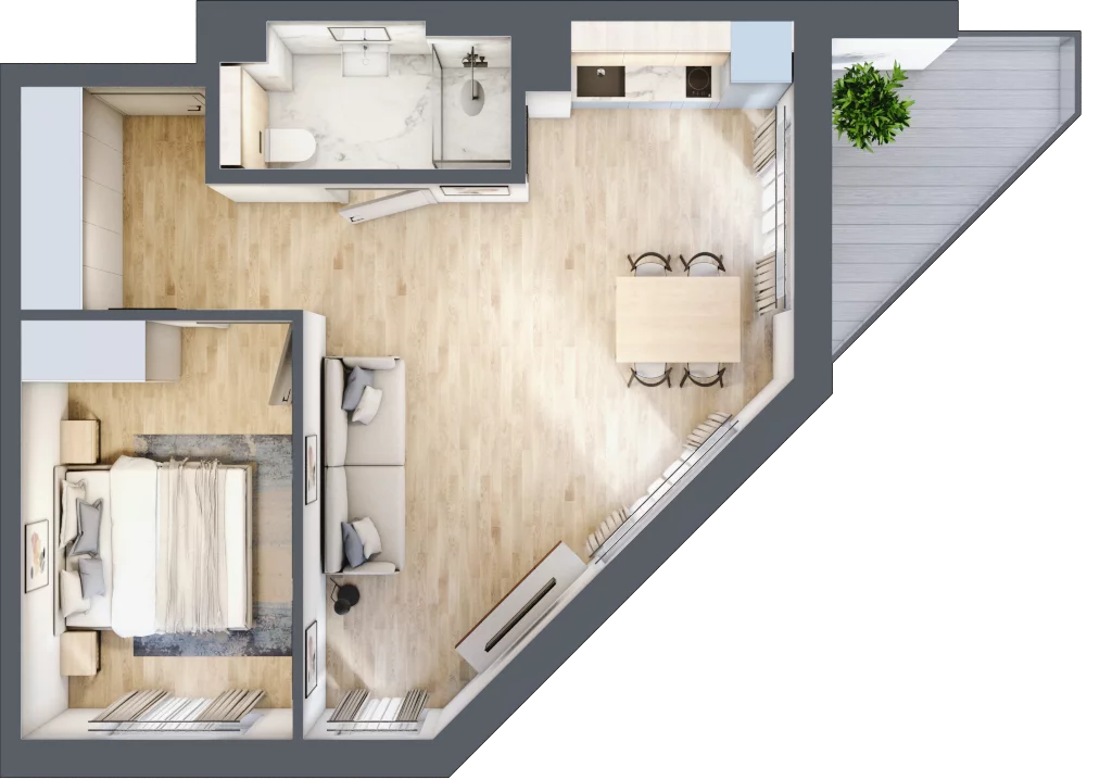 2 pokoje, mieszkanie 44,43 m², piętro 3, oferta nr L332, Bel Mare Home, Międzyzdroje, ul. Nowomyśliwska