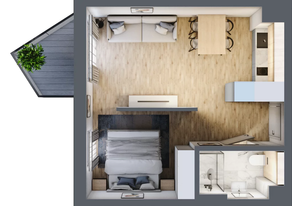 2 pokoje, mieszkanie 33,33 m², piętro 3, oferta nr L341, Bel Mare Home, Międzyzdroje, ul. Nowomyśliwska