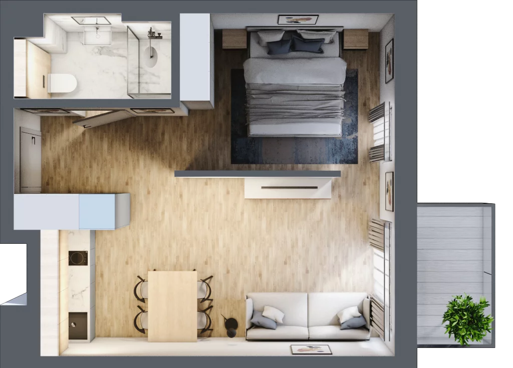 2 pokoje, mieszkanie 35,24 m², piętro 4, oferta nr L404, Bel Mare Home, Międzyzdroje, ul. Nowomyśliwska