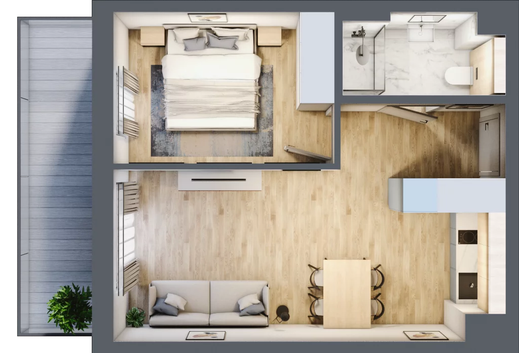 2 pokoje, mieszkanie 38,38 m², piętro 5, oferta nr L507, Bel Mare Home, Międzyzdroje, ul. Nowomyśliwska