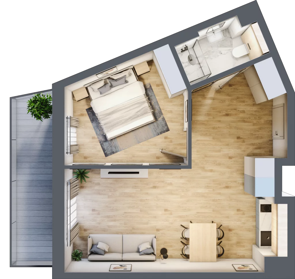 2 pokoje, mieszkanie 45,60 m², piętro 6, oferta nr L609, Bel Mare Home, Międzyzdroje, ul. Nowomyśliwska