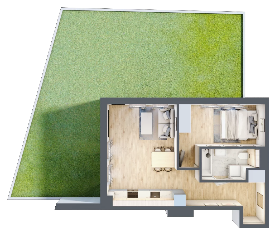 2 pokoje, mieszkanie 40,80 m², parter, oferta nr 3, Popiełuszki, Szczecin, Zachód, Pogodno, ul. Popiełuszki 6