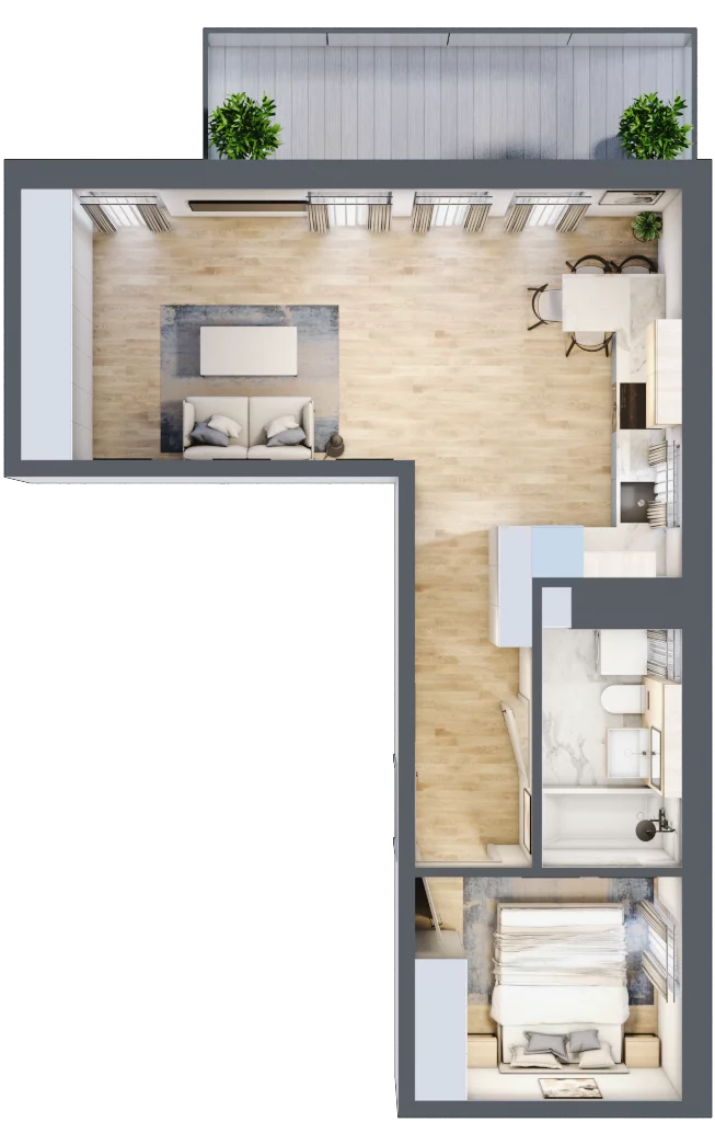 2 pokoje, mieszkanie 44,71 m², piętro 4, oferta nr 20, Popiełuszki, Szczecin, Zachód, Pogodno, ul. Popiełuszki 6
