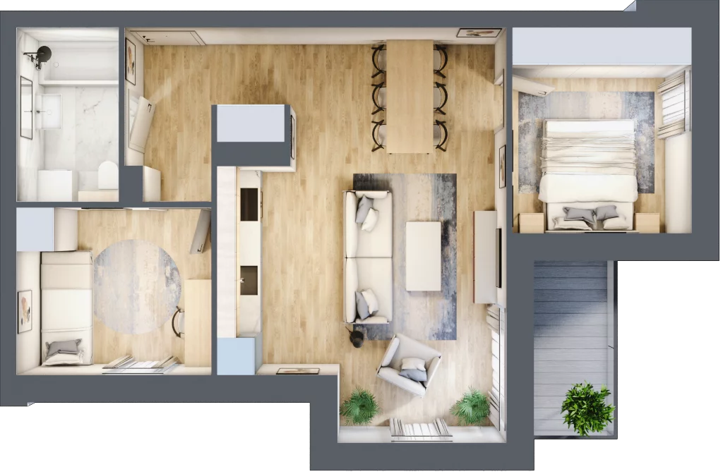 3 pokoje, apartament 55,78 m², parter, oferta nr K1.0.M03, Miasto Ogród Karłowice, Wrocław, Karłowice-Różanka, Psie Pole, ul. ks. Norberta Bończyka 40