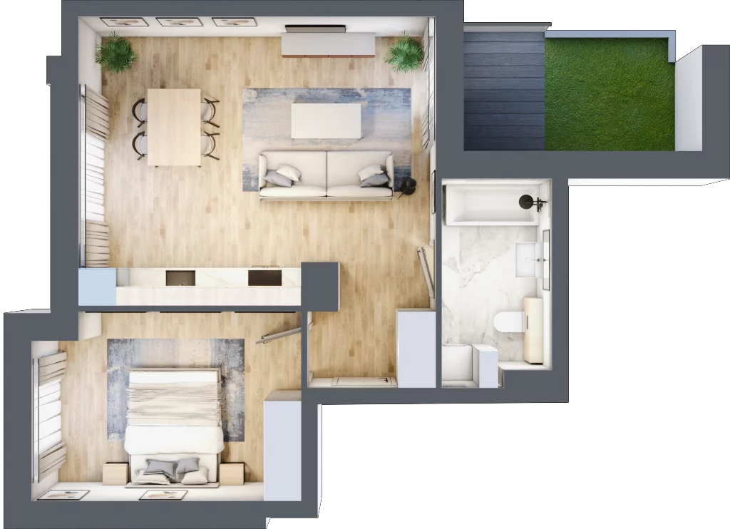 2 pokoje, apartament 47,45 m², parter, oferta nr K3.0.M11, Miasto Ogród Karłowice, Wrocław, Karłowice-Różanka, Psie Pole, ul. ks. Norberta Bończyka 40