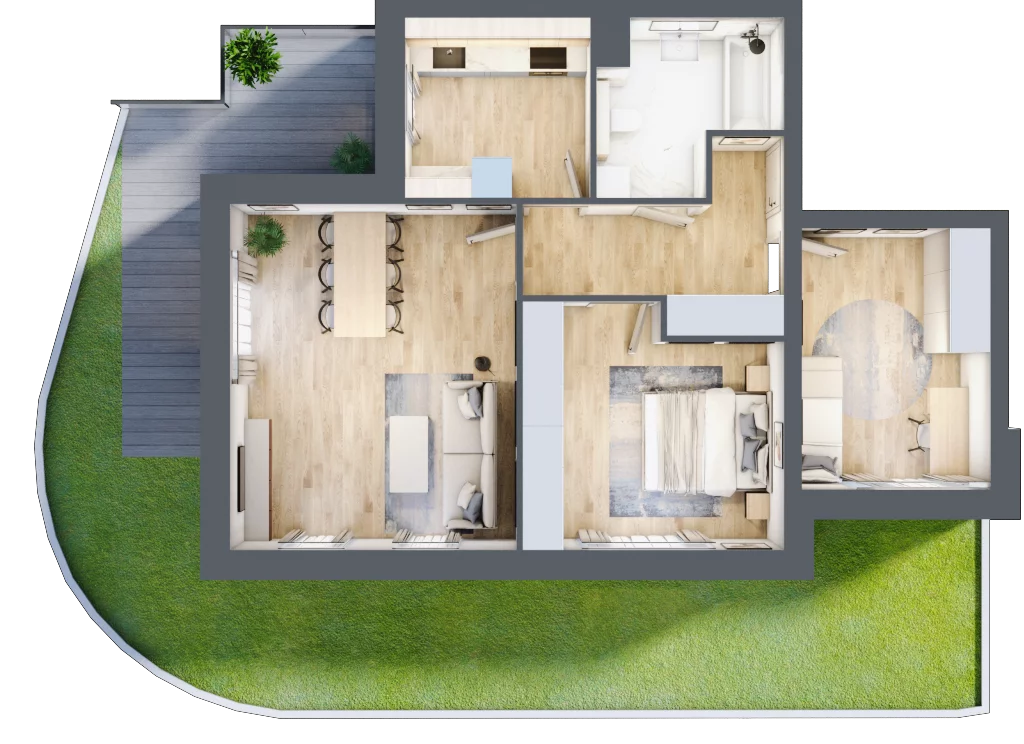3 pokoje, apartament 65,81 m², parter, oferta nr K3.0.M13, Miasto Ogród Karłowice, Wrocław, Karłowice-Różanka, Psie Pole, ul. ks. Norberta Bończyka 40