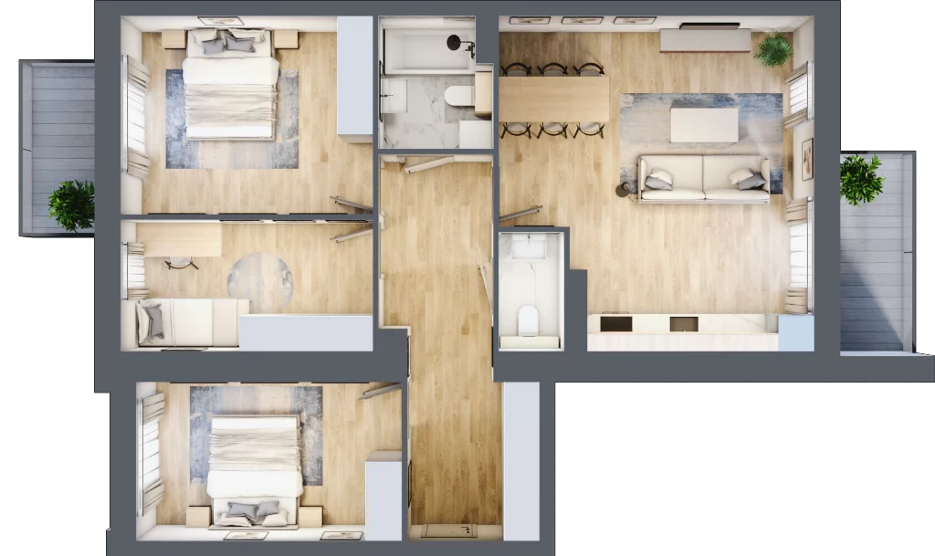 4 pokoje, apartament 82,41 m², piętro 1, oferta nr K2.1.M33, Miasto Ogród Karłowice, Wrocław, Karłowice-Różanka, Psie Pole, ul. ks. Norberta Bończyka 40