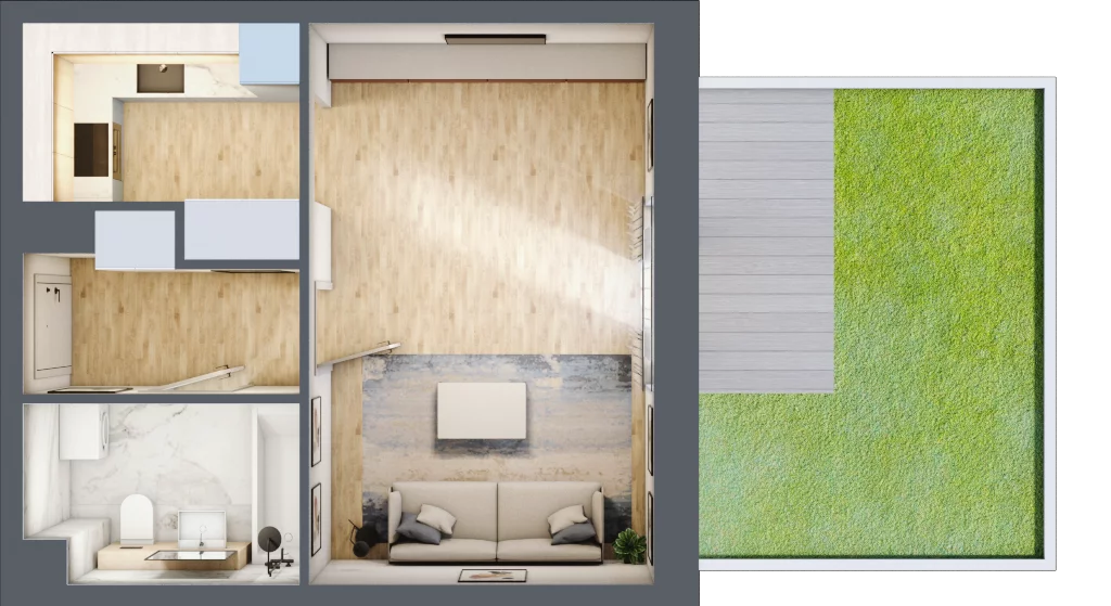 1 pokój, mieszkanie 33,43 m², parter, oferta nr P.1.0.03, Partynice House II, Wrocław, Krzyki-Partynice, Krzyki, ul. Kawalerzystów