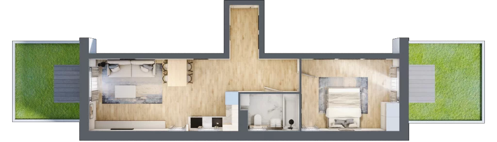 2 pokoje, mieszkanie 50,78 m², parter, oferta nr P.1.0.05, Partynice House II, Wrocław, Krzyki-Partynice, Krzyki, ul. Kawalerzystów