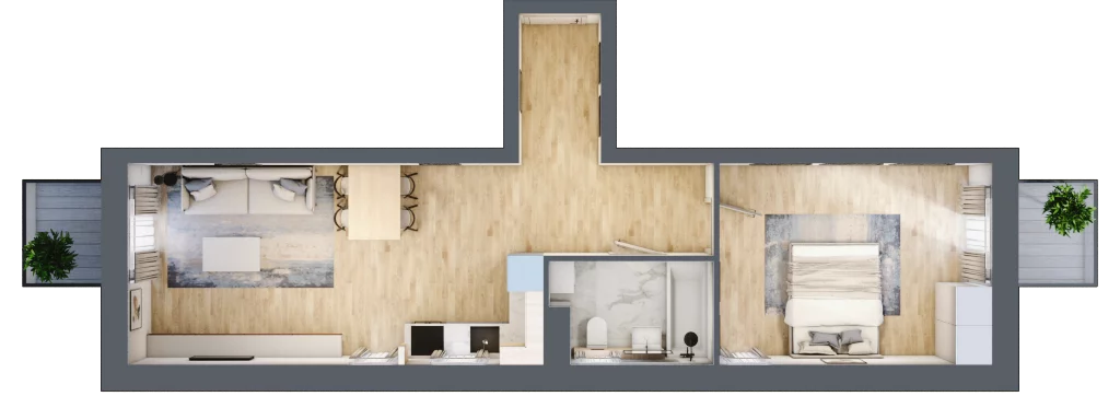 2 pokoje, mieszkanie 50,70 m², piętro 1, oferta nr P.1.1.13, Partynice House II, Wrocław, Krzyki-Partynice, Krzyki, ul. Kawalerzystów