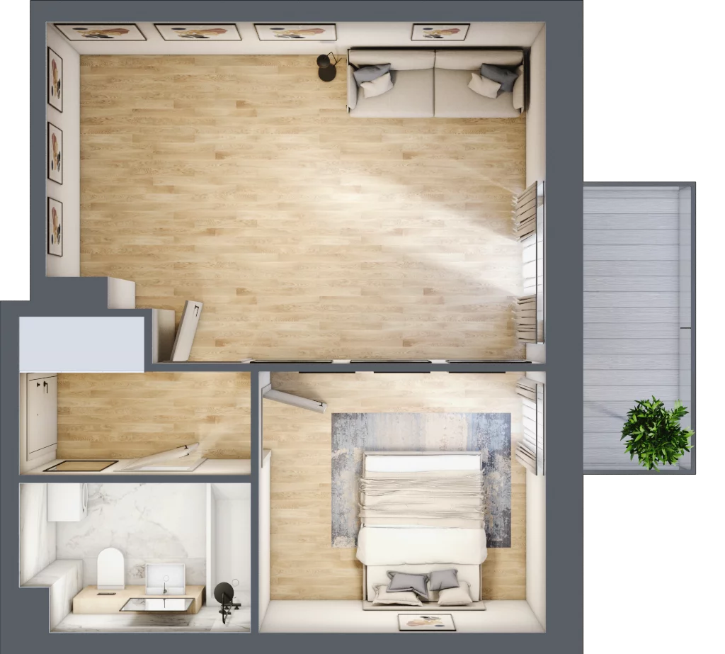 2 pokoje, mieszkanie 38,25 m², piętro 3, oferta nr P.1.3.25, Partynice House II, Wrocław, Krzyki-Partynice, Krzyki, ul. Kawalerzystów