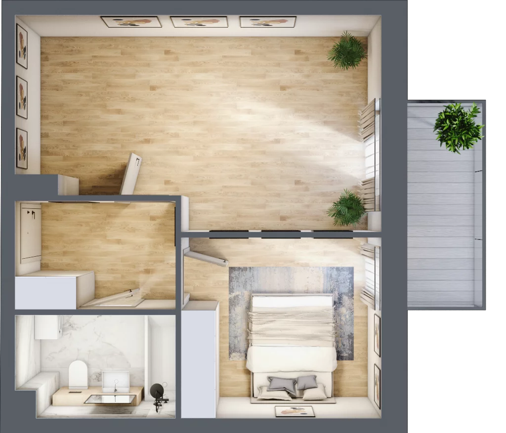 2 pokoje, mieszkanie 39,73 m², piętro 3, oferta nr P.1.3.27, Partynice House II, Wrocław, Krzyki-Partynice, Krzyki, ul. Kawalerzystów