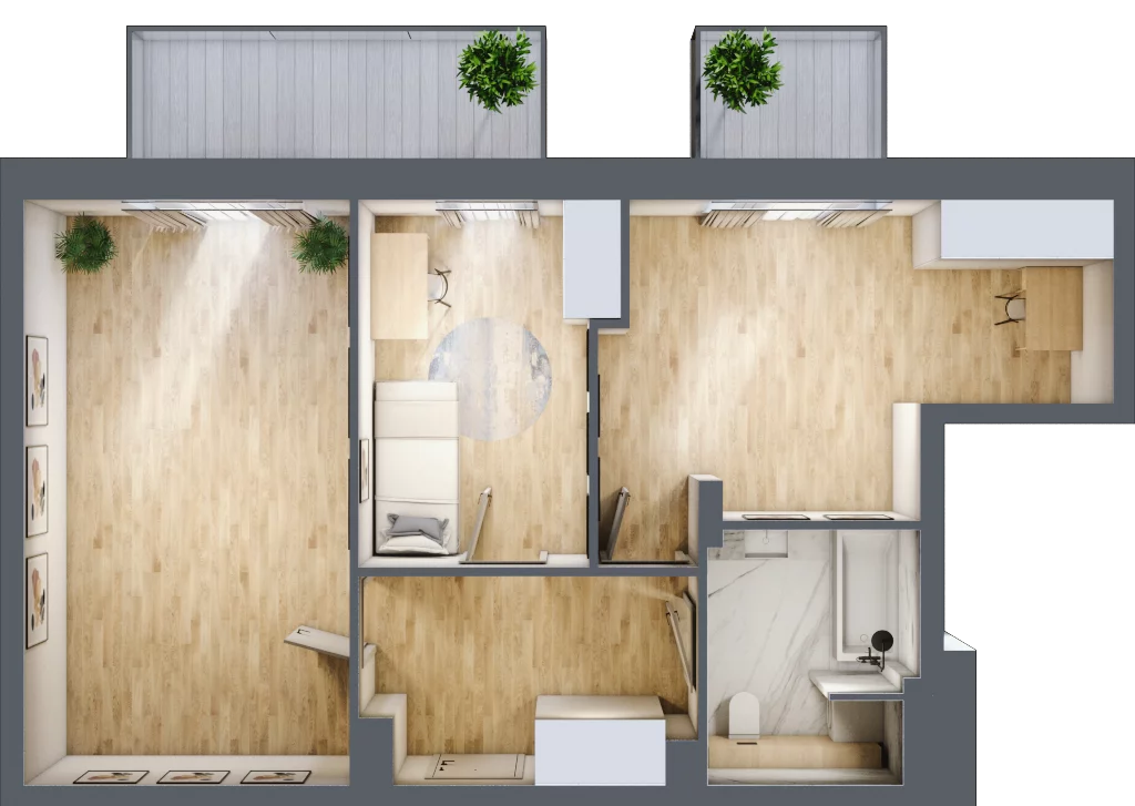 3 pokoje, mieszkanie 57,68 m², piętro 3, oferta nr P.1.3.30, Partynice House II, Wrocław, Krzyki-Partynice, Krzyki, ul. Kawalerzystów