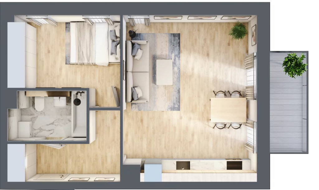 2 pokoje, mieszkanie 47,31 m², piętro 2, oferta nr P.2.2.09, Partynice House II, Wrocław, Krzyki-Partynice, Krzyki, ul. Kawalerzystów