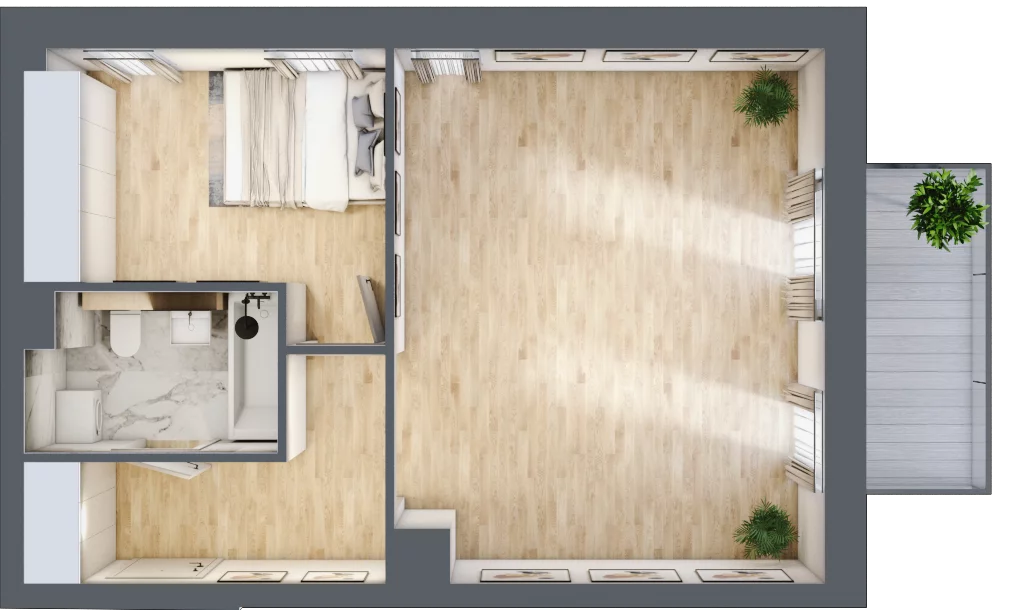 2 pokoje, mieszkanie 44,47 m², piętro 3, oferta nr P.2.3.13, Partynice House II, Wrocław, Krzyki-Partynice, Krzyki, ul. Kawalerzystów