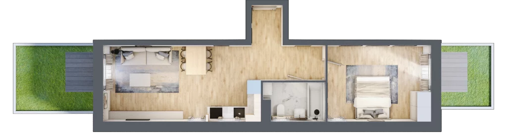 2 pokoje, mieszkanie 49,79 m², parter, oferta nr R.1.0.03, Partynice House II, Wrocław, Krzyki-Partynice, Krzyki, ul. Kawalerzystów