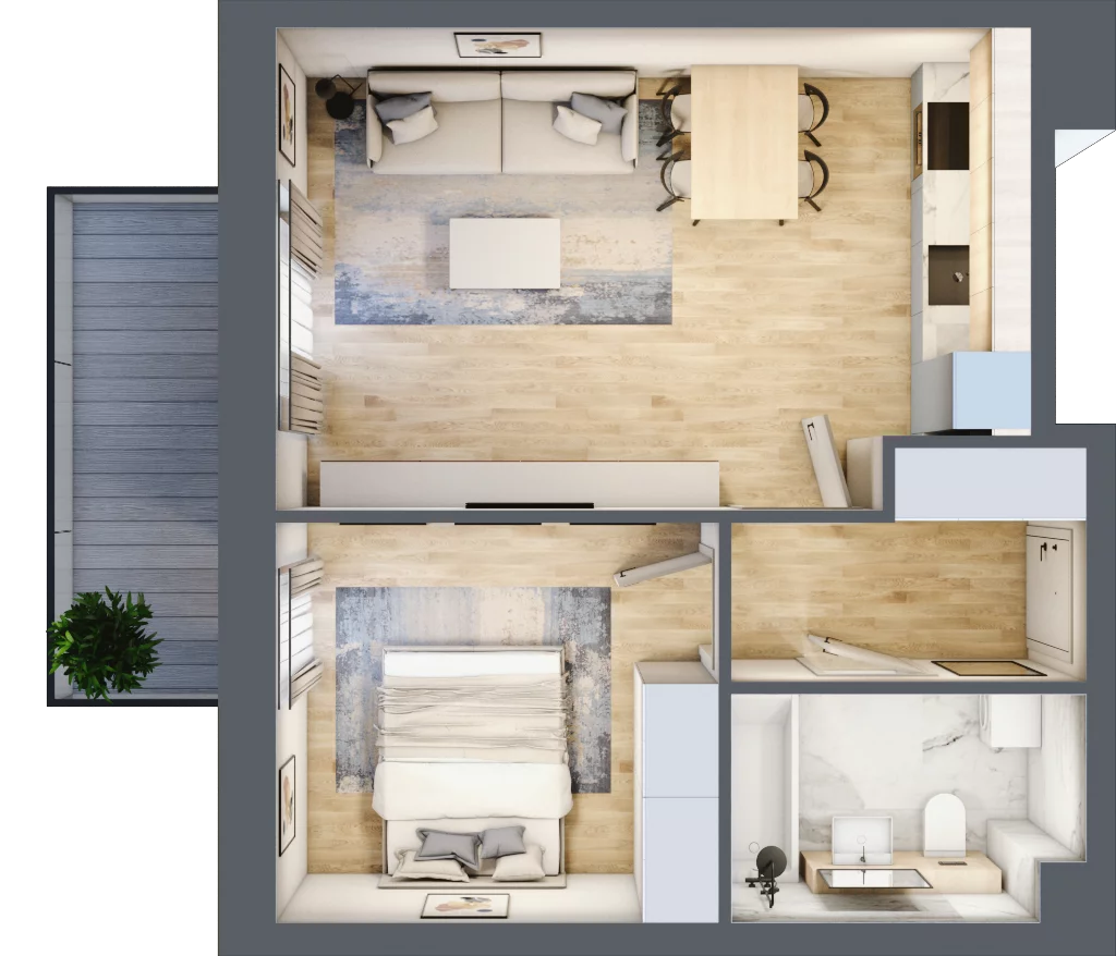 2 pokoje, mieszkanie 40,67 m², piętro 2, oferta nr R.1.2.20, Partynice House II, Wrocław, Krzyki-Partynice, Krzyki, ul. Kawalerzystów