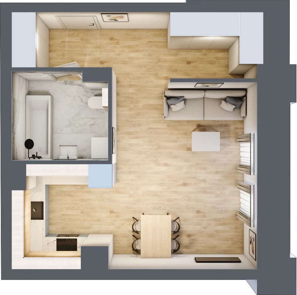 1 pokój, apartament 38,83 m², parter, oferta nr 00.2.M04, Mieszczańska Park, Wrocław, Nadodrze, ul. Dmowskiego
