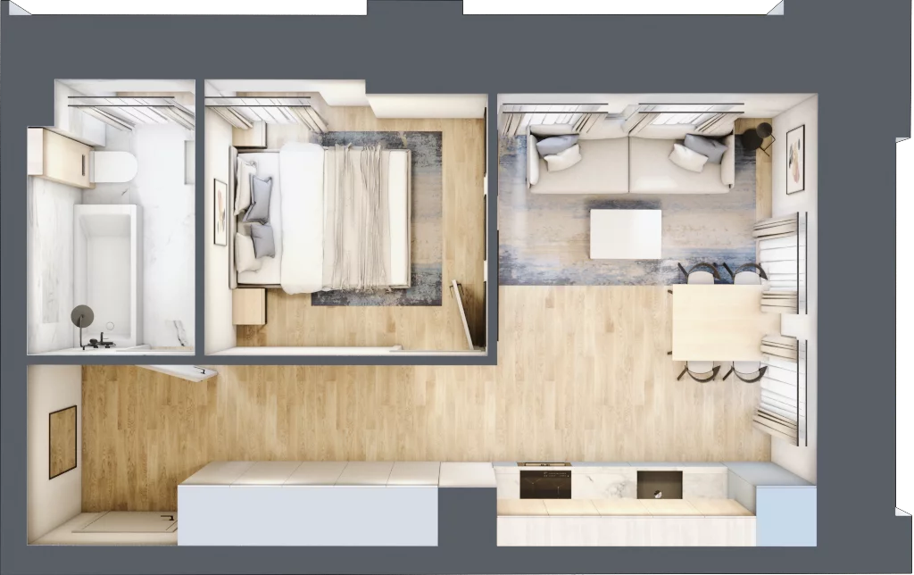 2 pokoje, apartament 33,72 m², piętro 1, oferta nr 01.1.M01, Mieszczańska Park, Wrocław, Nadodrze, ul. Dmowskiego