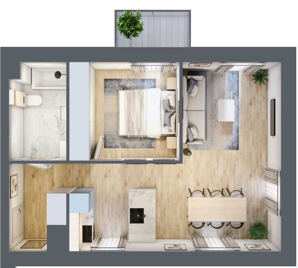 2 pokoje, apartament 47,27 m², piętro 3, oferta nr 03.5.M12, Mieszczańska Park, Wrocław, Nadodrze, ul. Dmowskiego