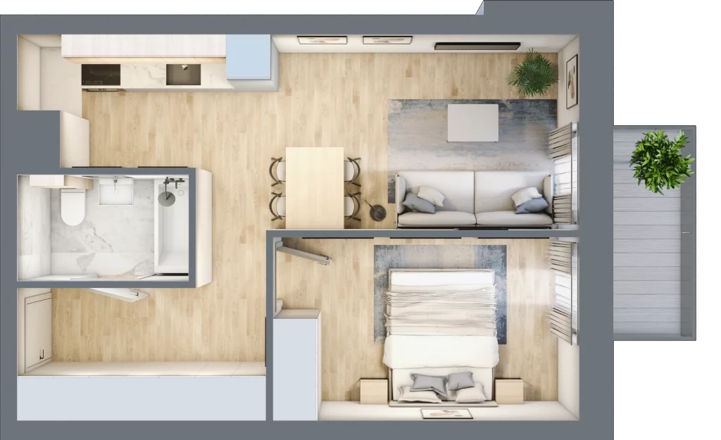 2 pokoje, apartament 38,23 m², piętro 4, oferta nr 04.4.M03, Mieszczańska Park, Wrocław, Nadodrze, ul. Dmowskiego