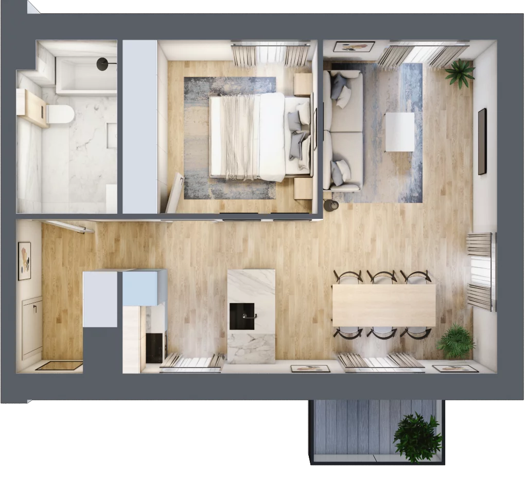 2 pokoje, apartament 47,27 m², piętro 4, oferta nr 04.5.M12, Mieszczańska Park, Wrocław, Nadodrze, ul. Dmowskiego