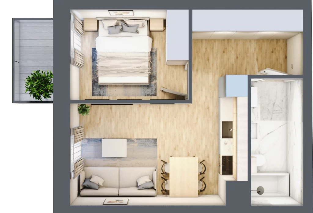 2 pokoje, apartament 32,98 m², piętro 4, oferta nr 04.6.M06, Mieszczańska Park, Wrocław, Nadodrze, ul. Dmowskiego