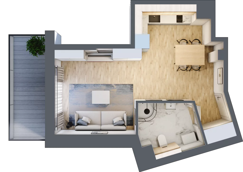 1 pokój, apartament inwestycyjny 31,89 m², piętro 2, oferta nr MN31, Apartamenty Wypoczynkowa, Jastrzębia Góra, ul. Wypoczynkowa