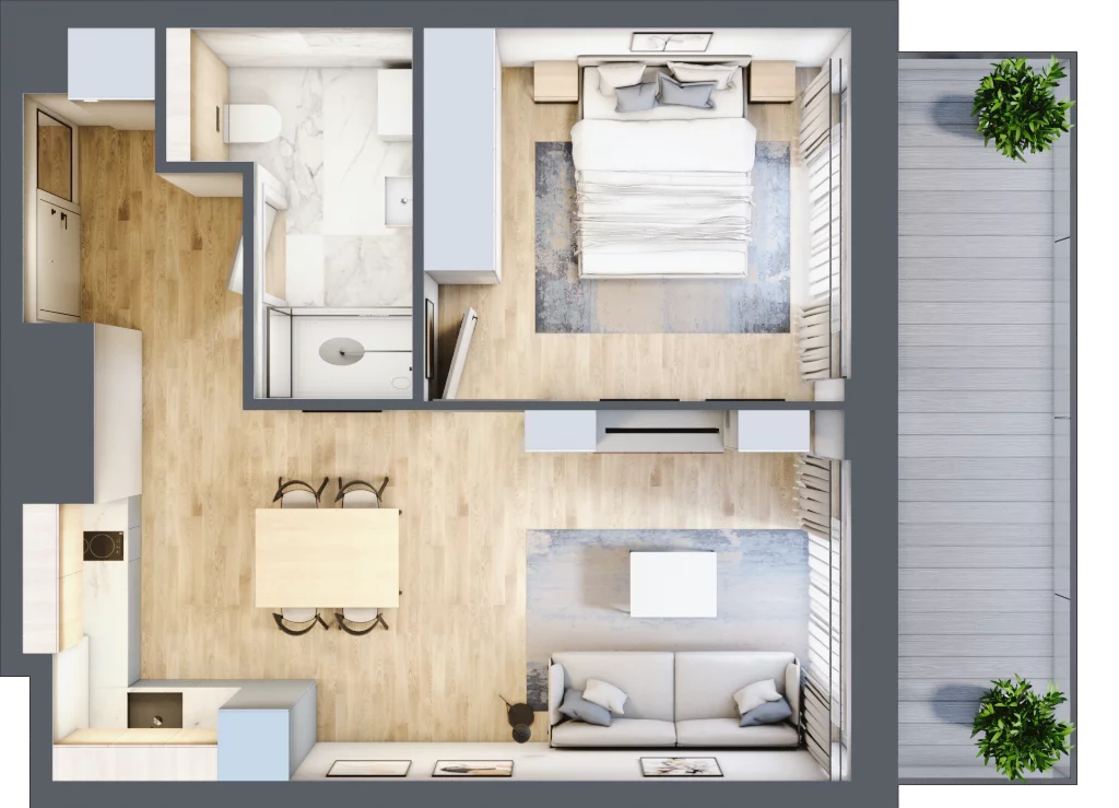 2 pokoje, apartament inwestycyjny 41,23 m², piętro 2, oferta nr MN37, Apartamenty Wypoczynkowa, Jastrzębia Góra, ul. Wypoczynkowa