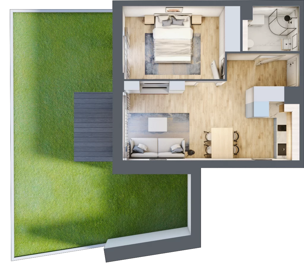 2 pokoje, apartament inwestycyjny 40,47 m², parter, oferta nr MN07, Apartamenty Wypoczynkowa, Jastrzębia Góra, ul. Wypoczynkowa
