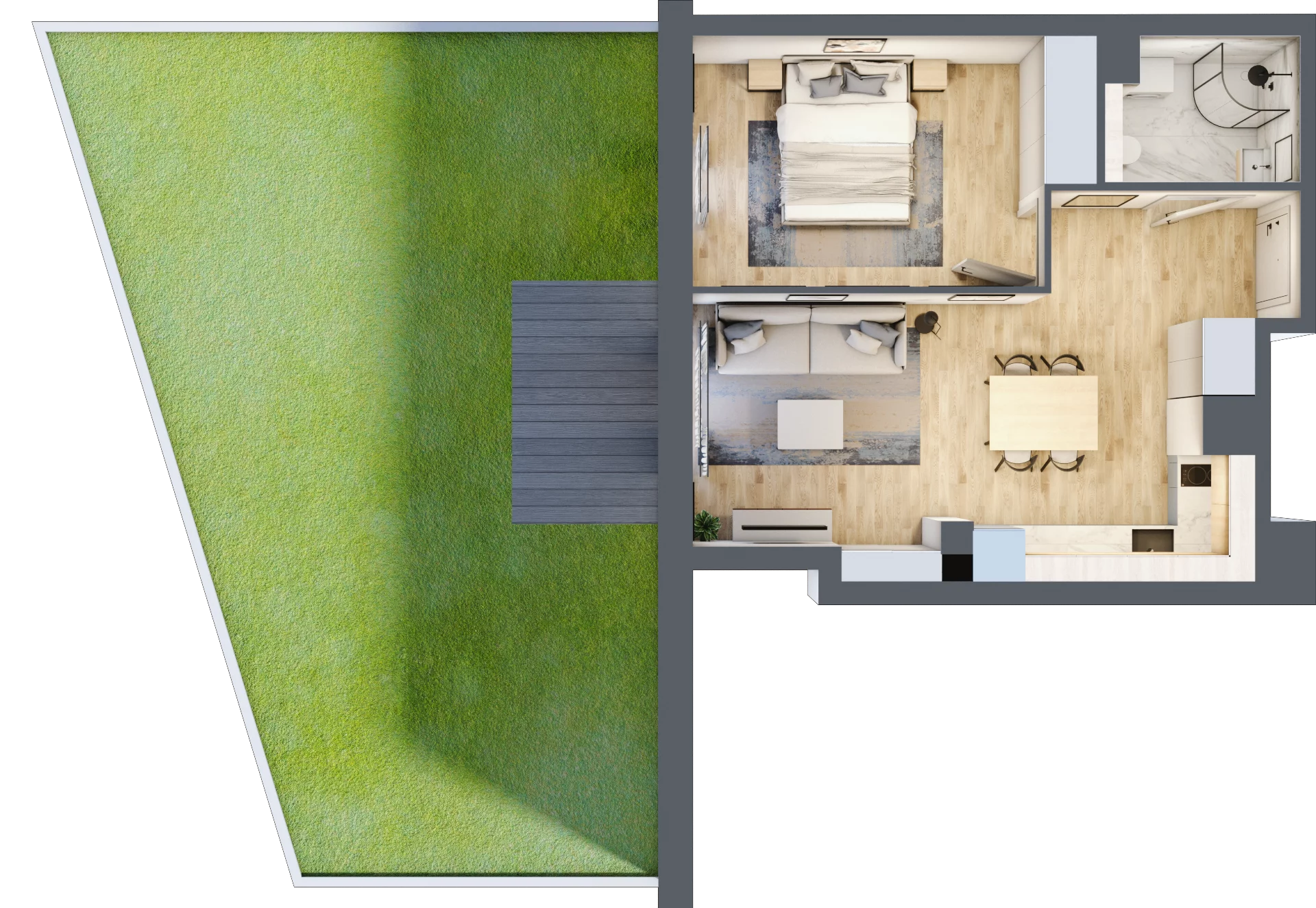 2 pokoje, apartament inwestycyjny 39,75 m², parter, oferta nr MN01, Apartamenty Wypoczynkowa, Jastrzębia Góra, ul. Wypoczynkowa