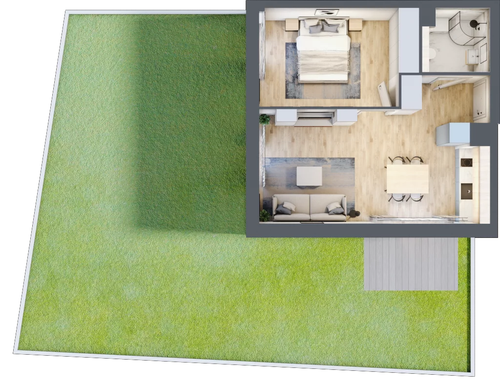 2 pokoje, apartament inwestycyjny 41,99 m², parter, oferta nr MN12, Apartamenty Wypoczynkowa, Jastrzębia Góra, ul. Wypoczynkowa