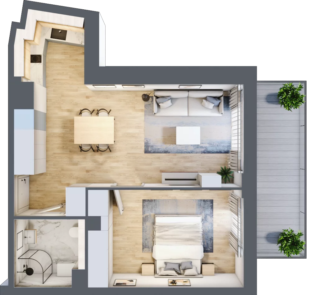 2 pokoje, apartament inwestycyjny 45,09 m², piętro 1, oferta nr MN26, Apartamenty Wypoczynkowa, Jastrzębia Góra, ul. Wypoczynkowa
