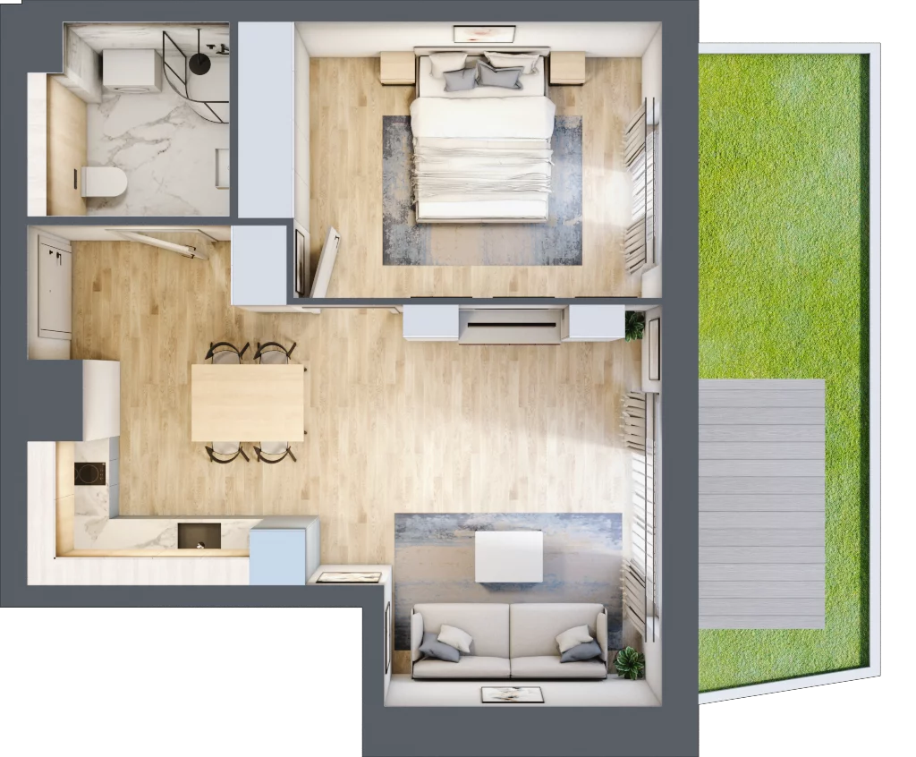 2 pokoje, apartament inwestycyjny 43,65 m², parter, oferta nr MN06, Apartamenty Wypoczynkowa, Jastrzębia Góra, ul. Wypoczynkowa